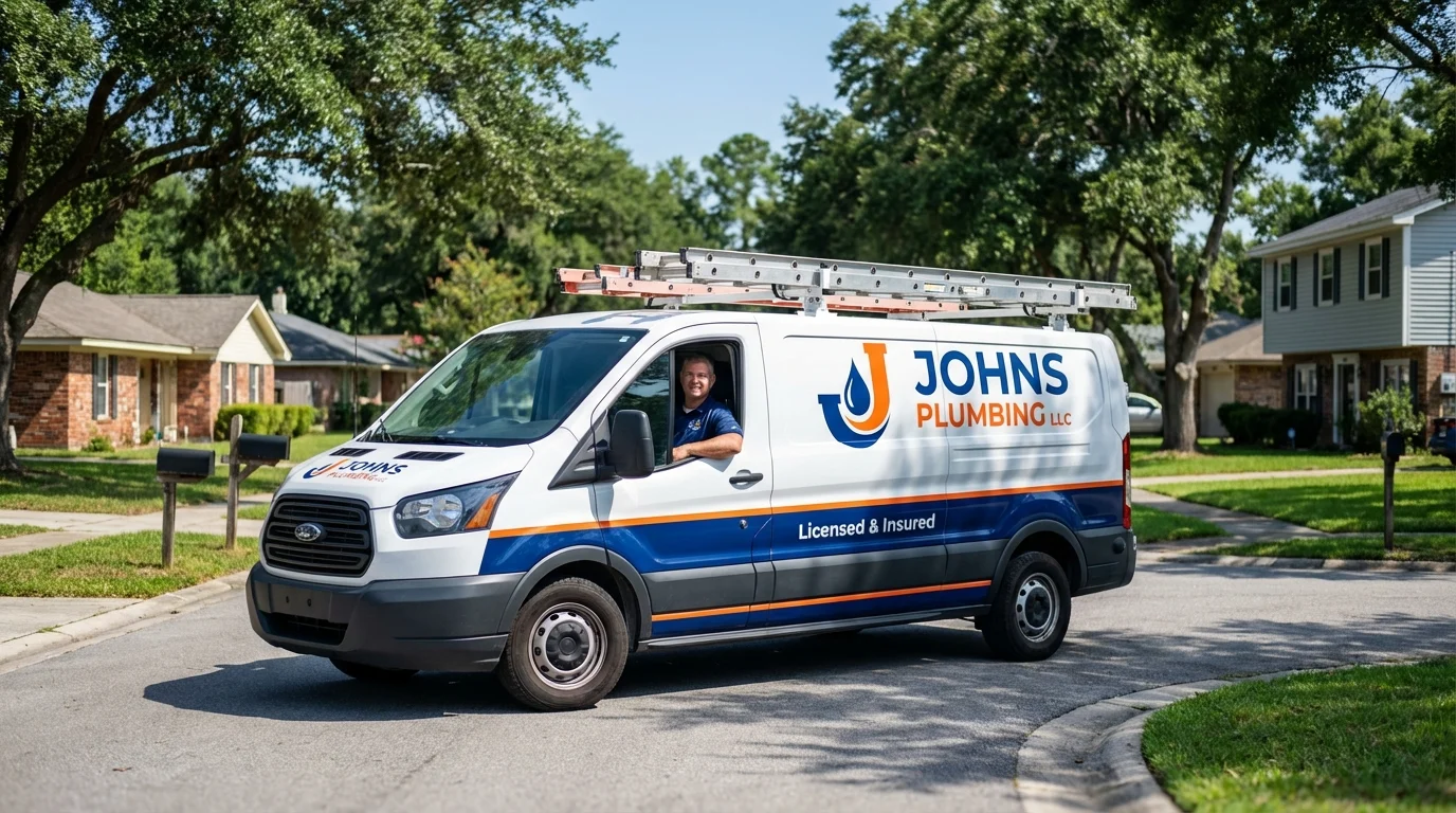 Johns Plumbing LLC service van in El Reno, OK