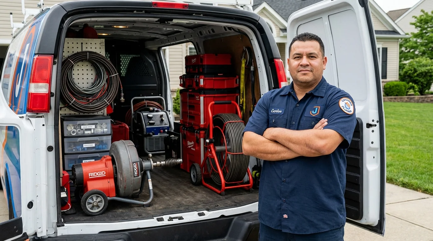Professional drain cleaning equipment and Johns Plumbing LLC plumber in El Reno