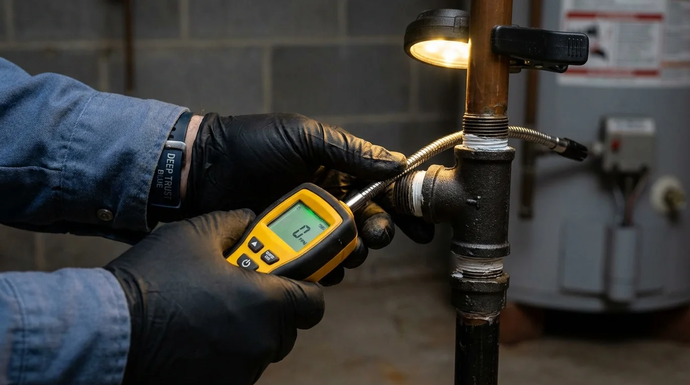 Gas leak detection with electronic sniffer by Johns Plumbing LLC in El Reno