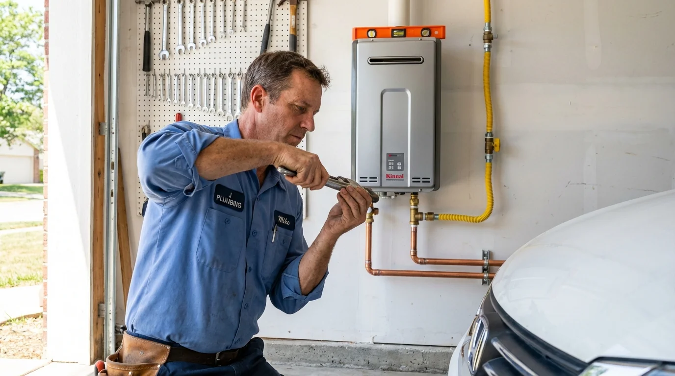 Tankless water heater installation by a Johns Plumbing LLC plumber in El Reno